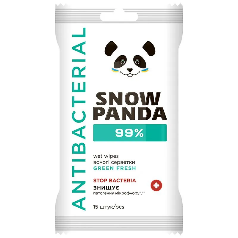 Серветки вологі Snow Panda Антимікробні Green Fresh, 15 шт купити недорого в Україні, фото 1