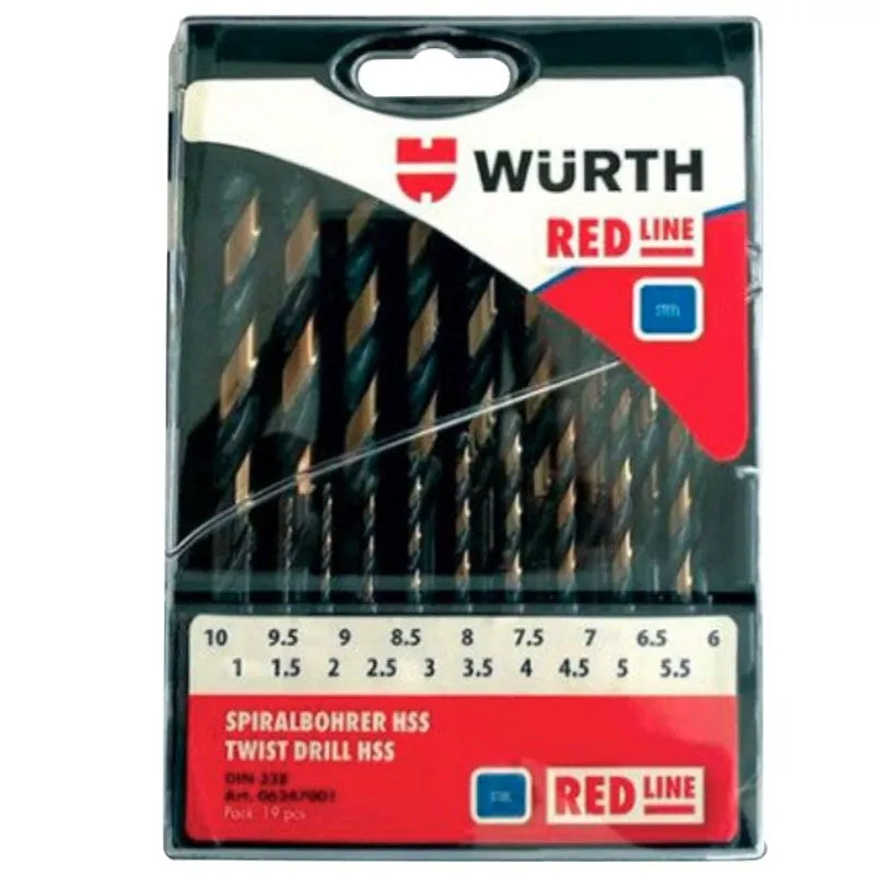 Набор сверл по металлу Wurth RED LINE, 1,0-10,0 мм, 19 шт, 06247001 купить недорого в Украине, фото 2