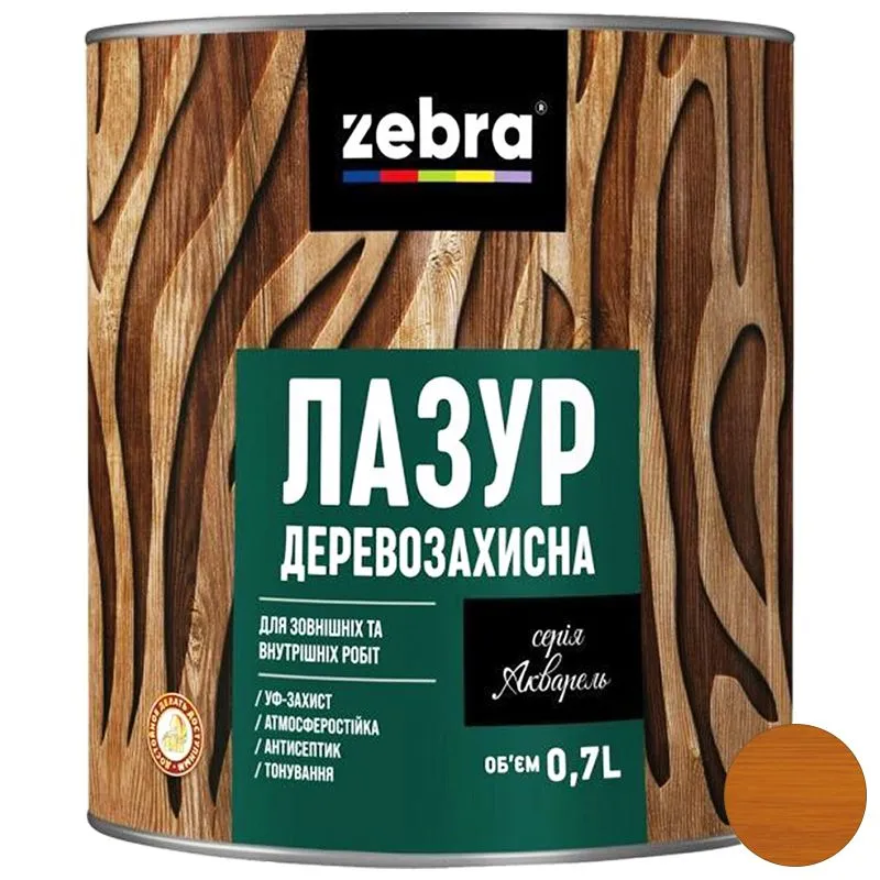 Лазур деревозахисна Zebra Акварель, 0,7 л, махагон купити недорого в Україні, фото 1