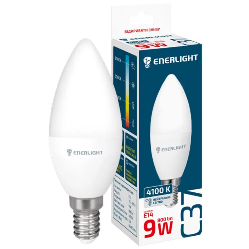 Лампа світлодіодна Enerlight, 9 Вт, Е14, С37, 4100 K, C37E149SMDNFR3 купити недорого в Україні, фото 2