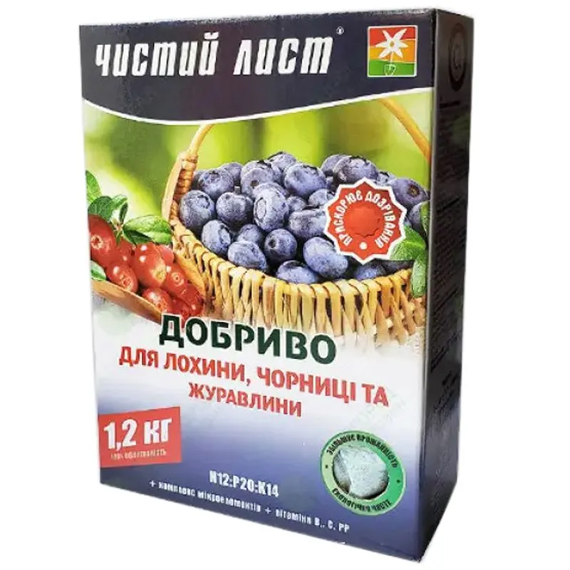 Удобрение Чистый Лист для голубики, черники и клюквы, 1,2 кг, 79492247 купить недорого в Украине, фото 1