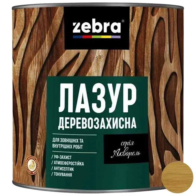 Лазурь деревозащитная Zebra Акварель, 0,7 л, 6 дуб купить недорого в Украине, фото 1