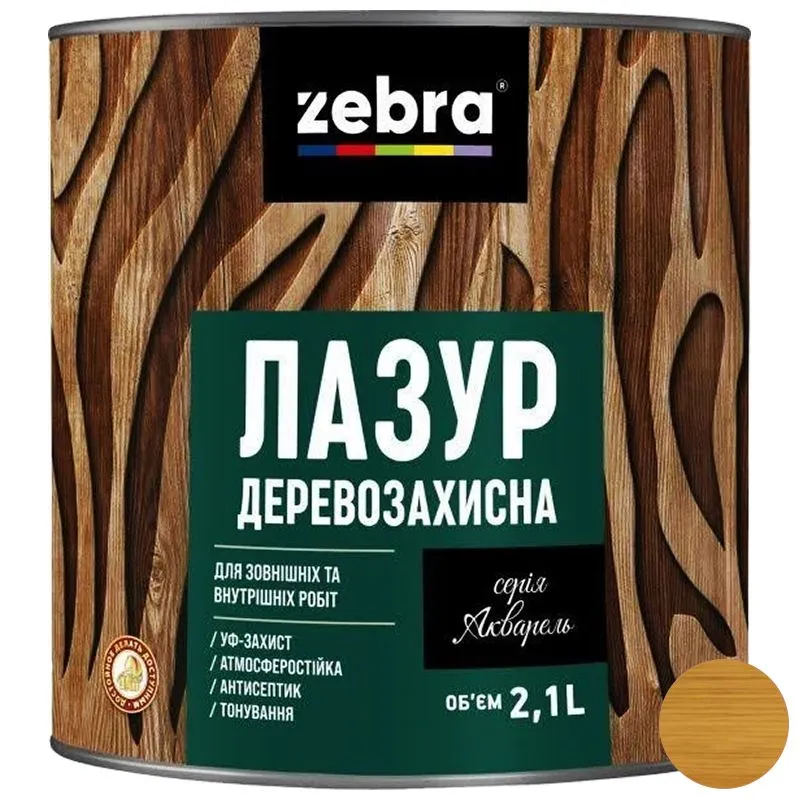 Лазур деревозахисна Zebra Акварель, 2,1 л, каштан купити недорого в Україні, фото 1