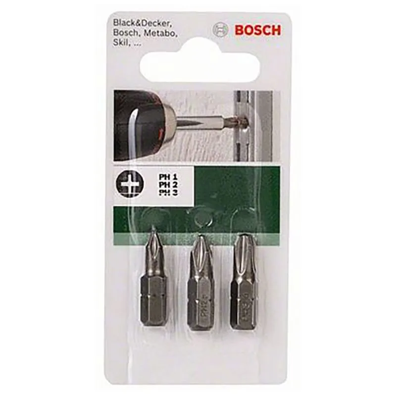 Набор бит Bosch Extra Hard, PH1/2/3, 25 мм, 3 шт, 2609255964 купить недорого в Украине, фото 1