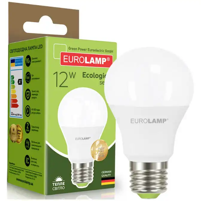 Лампа Eurolamp Есо А60, 12W, E27, 3000K, LED-A60-12272A купити недорого в Україні, фото 1