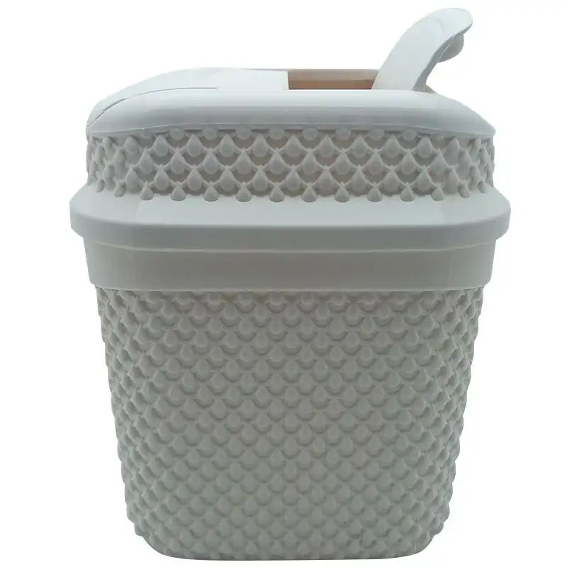 Корзина для мусора с крышкой Ucsan Plastik Drop, пластиковая, 2 л, крем купить недорого в Украине, фото 1