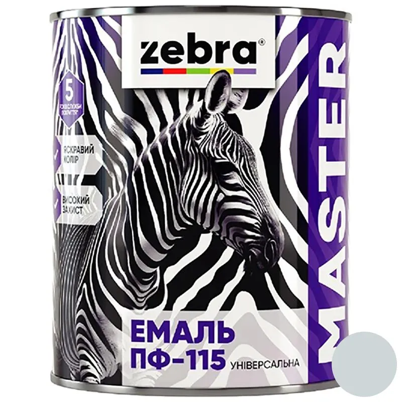 Емаль універсальна Zebra Master ПФ-115, 0,8 кг, 1212 М12 Білий купити недорого в Україні, фото 1