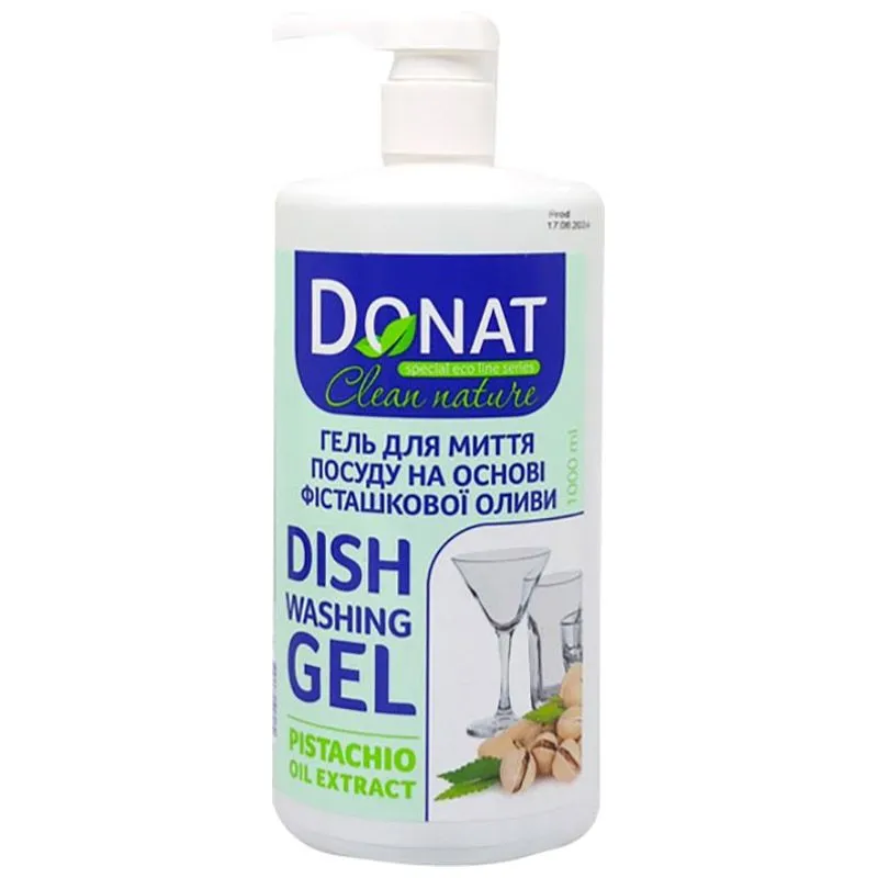 Бальзам для миття посуду Donat Clean Nature, 1 л, з  дозатором, 4824476518069 купити недорого в Україні, фото 1